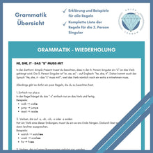 Lade das Bild in den Galerie-Viewer, Übungsheft Englische Verben 3. Person Singular