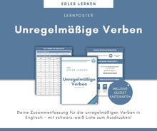 Lade das Bild in den Galerie-Viewer, Lernposter unregelmäßige Verben