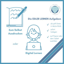 Lade das Bild in den Galerie-Viewer, Mit den EDLER LERNEN Aufgaben bekommst du 15 Aufgaben + Lösungen direkt in deine Mails. Du kannst sofort loslegen - entweder ausgedruckt auf Papier oder auf dem Tablet/iPad.