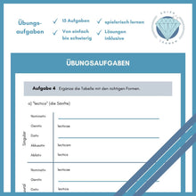 Lade das Bild in den Galerie-Viewer, Darstellung der Aufgabe 4 des Übungsbundles. In dieser Aufgabe müssen Formen der a-Deklination ergänzt werden.