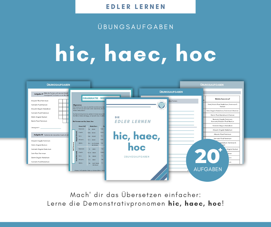 Übungen Hic, Haec, Hoc Pronomen Latein EDLER LERNEN EDLER LERNEN Übungsaufgaben